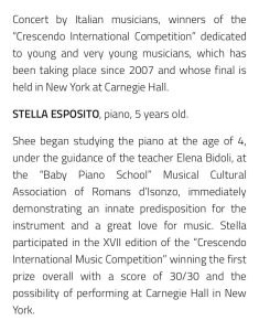 Istituto Italiano di Cultura New York - Concerto dei vincitori del Crescendo International Competition 2024