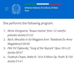Istituto Italiano di Cultura New York - Concerto dei vincitori del Crescendo International Competition 2024